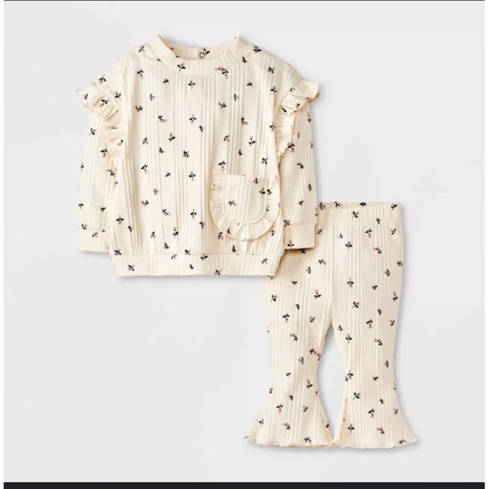 Grayson Mini Baby Girls' Ditsy Floral Ruffle Pullover Set size 12M NWT